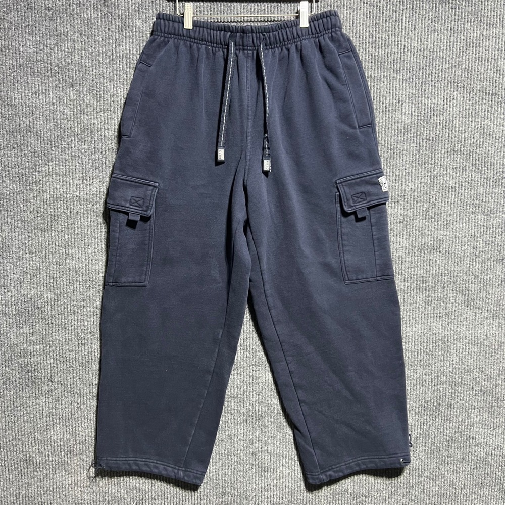 Pro Club Cargo Sweatpants Mens Medium Black Heavyweight Fleece Baggy Streetwear